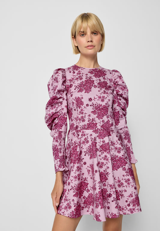 Mini dress with floral print and puffy sleeves LALI