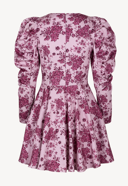 Mini dress with floral print and puffy sleeves LALI