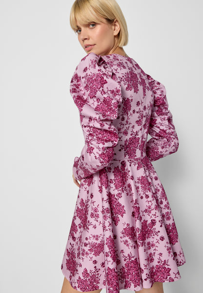 Mini dress with floral print and puffy sleeves LALI