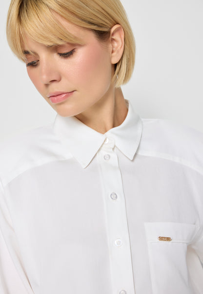 Women's blouse with shoulder pads GRUNEA in white