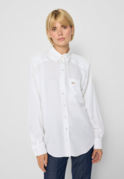 Women's blouse with shoulder pads GRUNEA in white