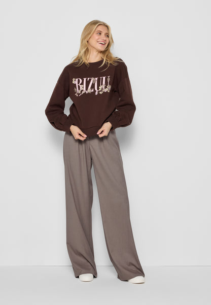 Women's sweatshirt with logo and long sleeves MORISA in brown