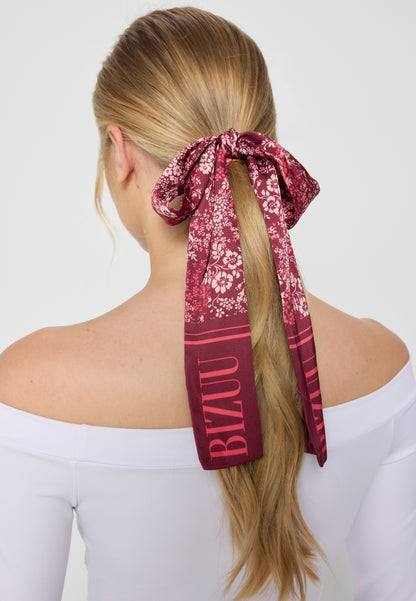 Floral print headband TROMSO in burgundy