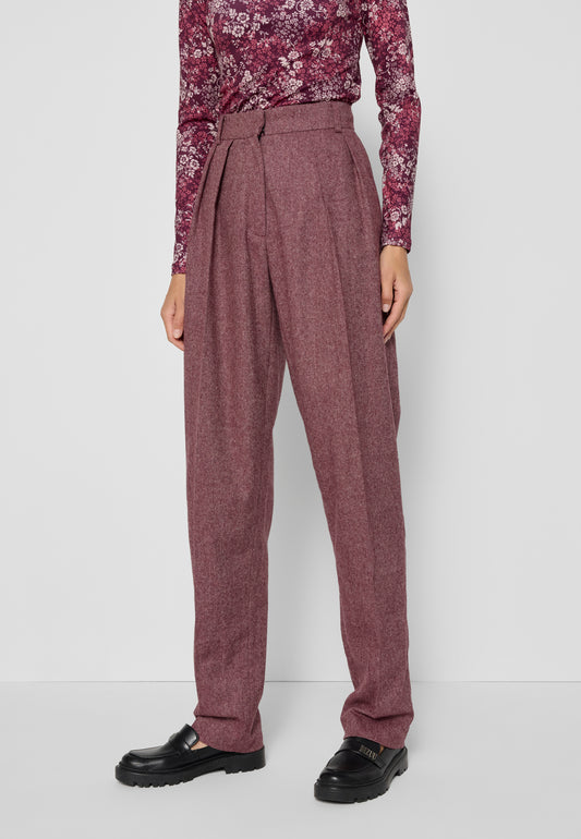 Women's pants with wool blend AUKI in burgundy