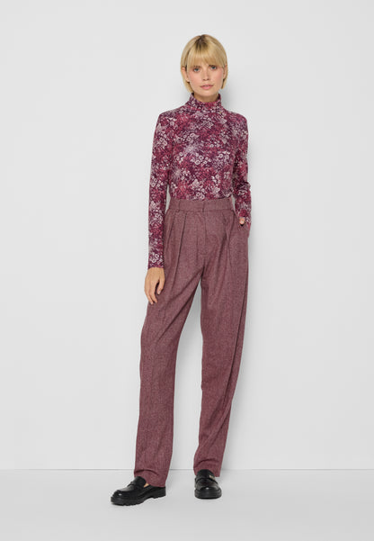 Women's pants with wool blend AUKI in burgundy