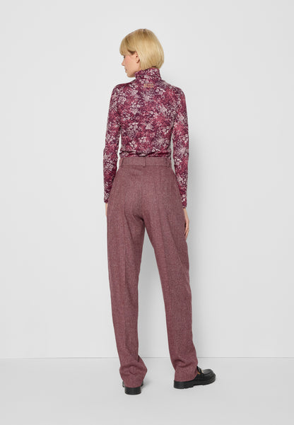 Women's pants with wool blend AUKI in burgundy