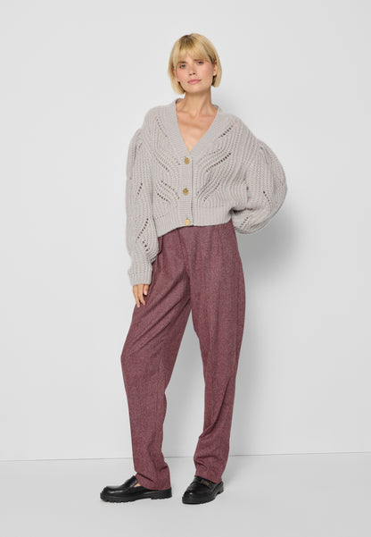 Women's pants with wool blend AUKI in burgundy