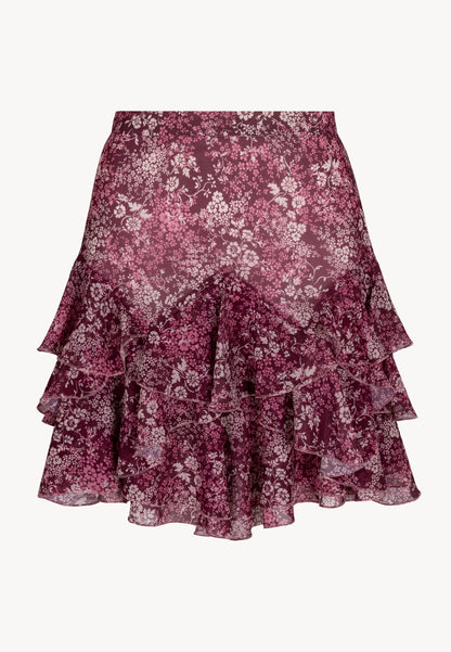 Mini skirt with ruffles and in an original print CANDICE