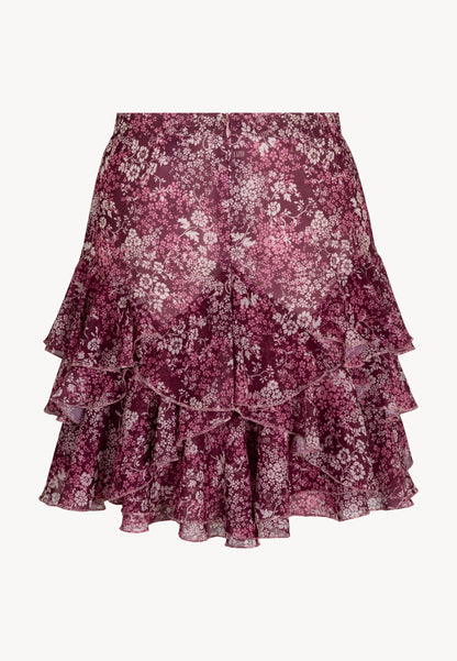 Mini skirt with ruffles and in an original print CANDICE