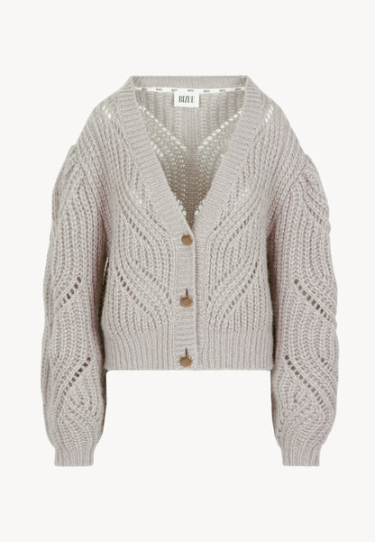 Cardigan with openwork stitch CLARA in beige