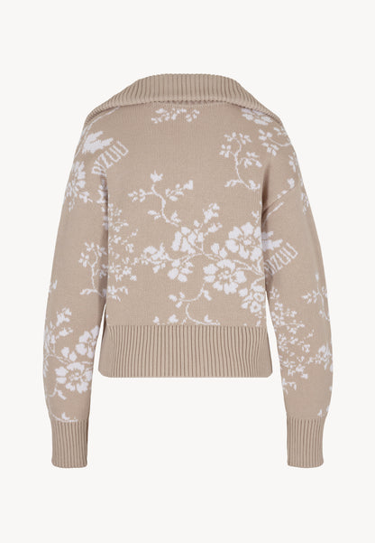 Women's sweater in an original floral print design ZIPPI in beige