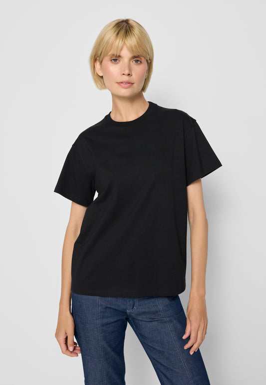 Women's t-shirt with embroidered logo on the sleeve TISHA in black