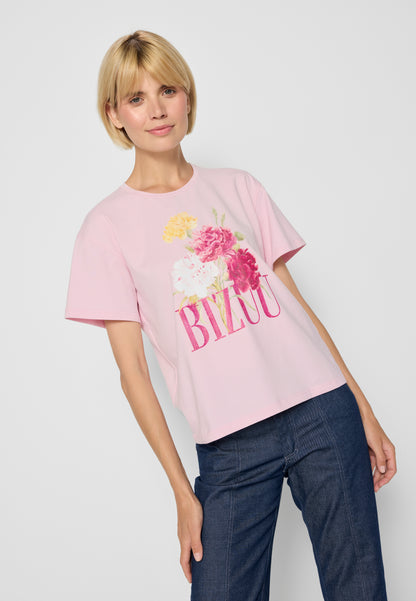 Women's T-shirt with logo and floral print RIFA in pink