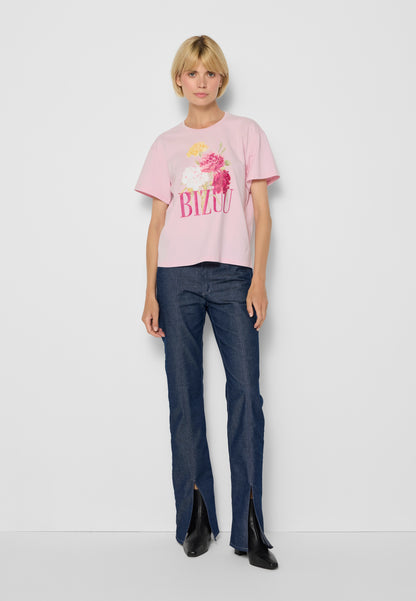 Women's T-shirt with logo and floral print RIFA in pink