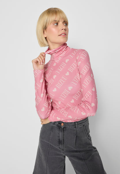 Women's golf shirt with logo and long sleeves SOPHIE in pink