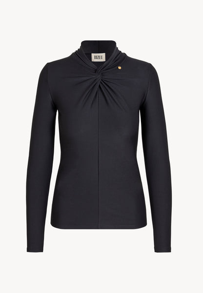 Women's lycra blouse with a stand-up collar PINOWA  in black