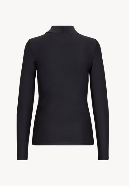 Women's lycra blouse with a stand-up collar PINOWA  in black