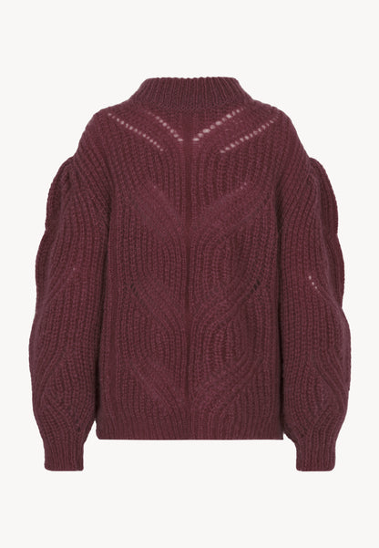 Oversized openwork sweater ROSSO in burgundy