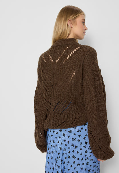 Oversized open-knit sweater with a touch of wool ROSSO in brown