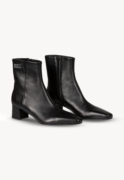 Leather ankle boots for women JULIMES, black