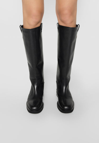 Leather boots with chunky sole CALYX  in black