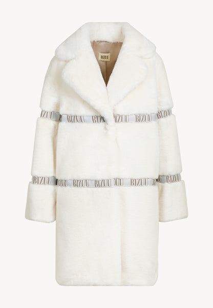 Women's fur with branded stripes FLORENCE in cream