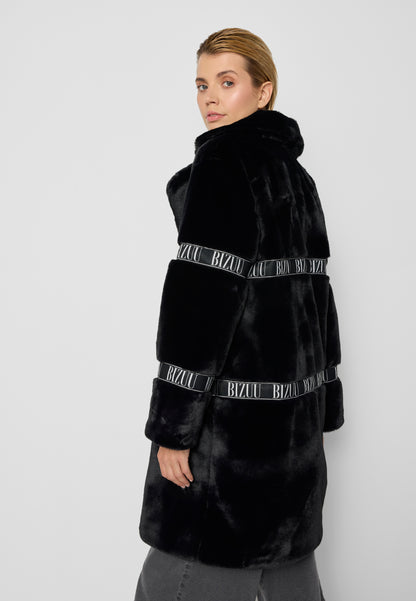 Women's fur with branded stripes FLORENCE in black