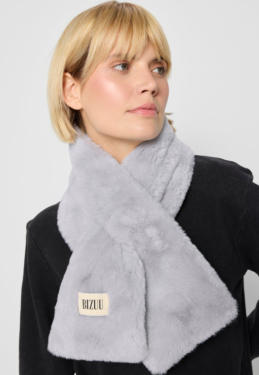 Scarf with logo tag FLUFFY, grey