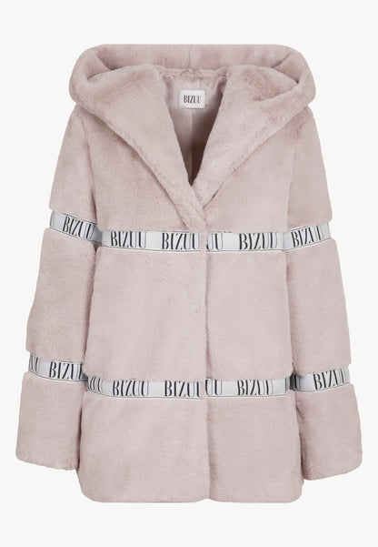 Hooded fur coat MILANO in beige