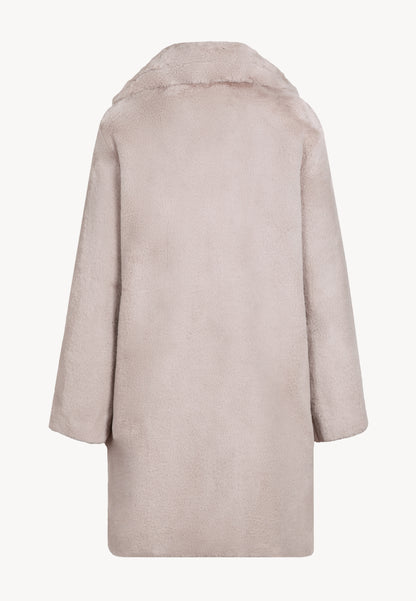 Women's fur jacket with logo on the sleeve ROMA in beige