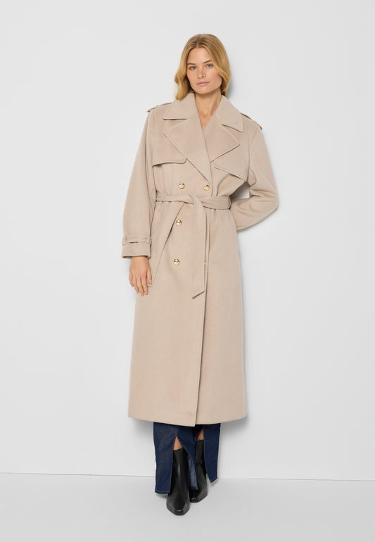 Oversized double-breasted coat CHIANTE in beige