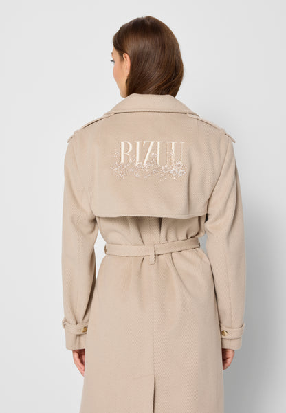 Oversized double-breasted coat CHIANTE in beige