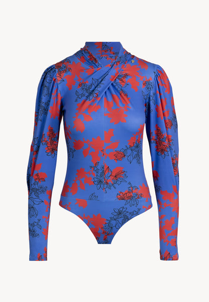 Body with decorative gathering under the neck PINGANG  in blue