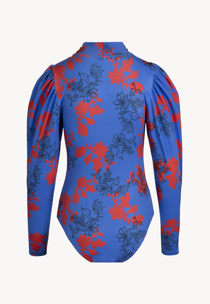 Body with decorative gathering under the neck PINGANG  in blue