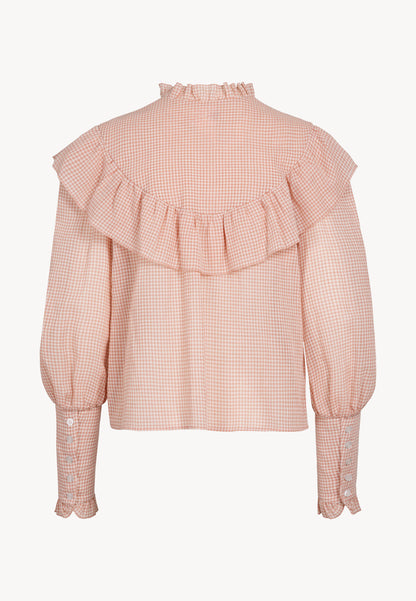 Checkered blouse with a stand-up collar NAUENA pink