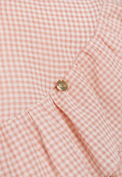 Checkered blouse with a stand-up collar NAUENA pink