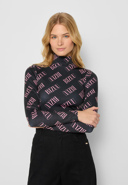 Close-fitting logoed turtleneckt OWAKA in black