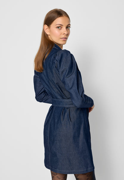 Midi denim dress with puffy sleeves GEORGINA