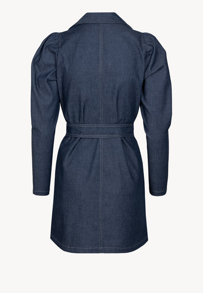 Midi denim dress with puffy sleeves GEORGINA