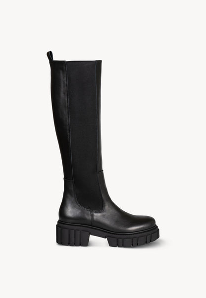 Leather boots with elastic rubber DELINE in black