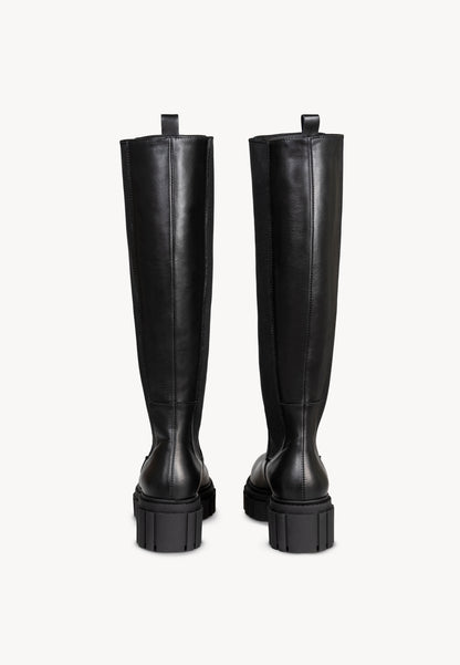 Leather boots with elastic rubber DELINE in black