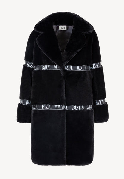 Women's fur with branded stripes FLORENCE in black