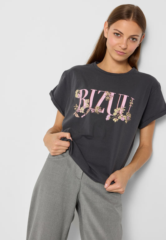 T-shirt with floral logo OVERA in grey