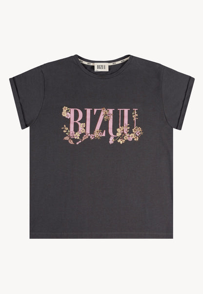 T-shirt with floral logo OVERA in grey