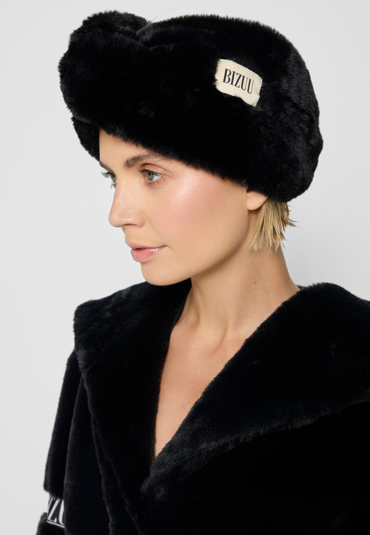 Eco fur headband FEMI, black