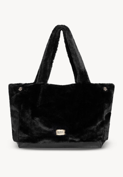 Fur shopper bag FLUMY, black