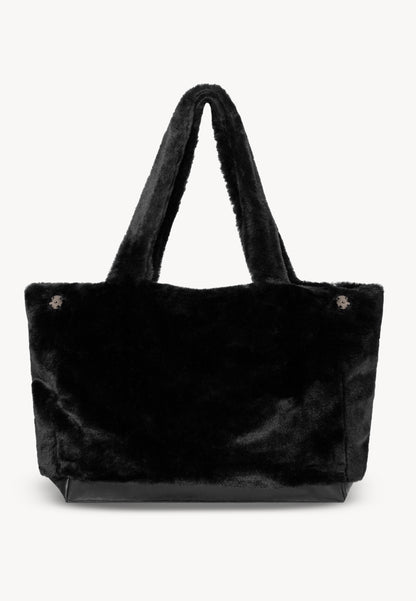 Fur shopper bag FLUMY, black