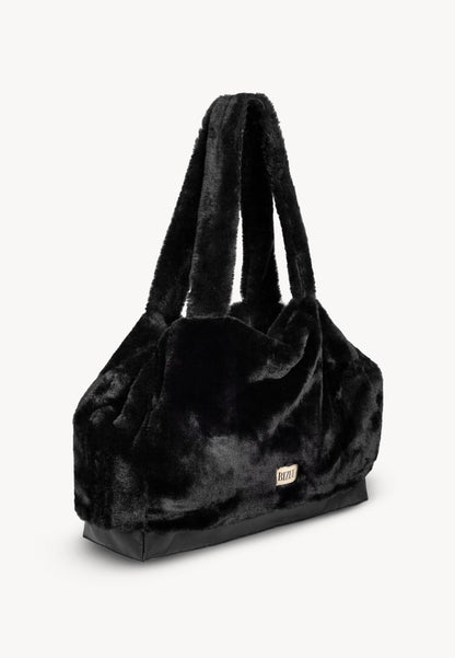 Fur shopper bag FLUMY, black