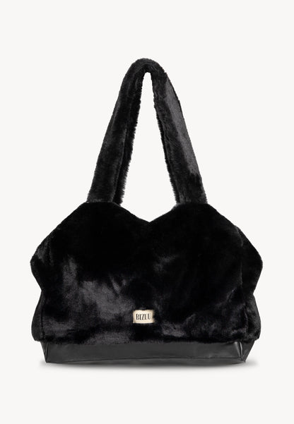 Fur shopper bag FLUMY, black