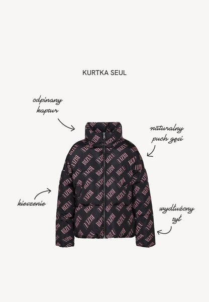 Puffer jacket in a unique print SEUL black